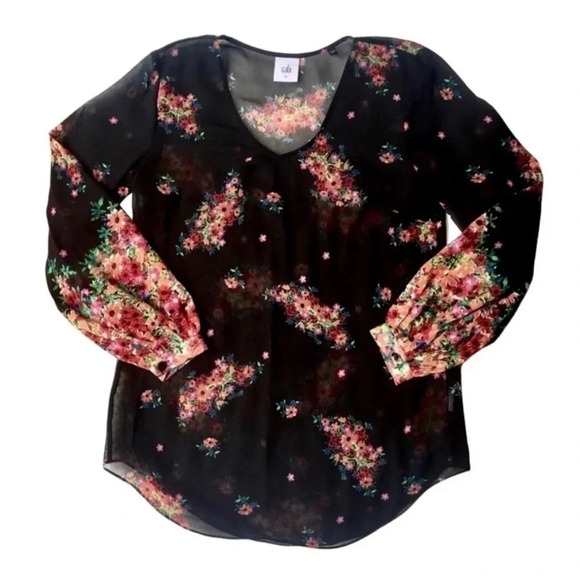 Cabi Blooming Black Floral Peasant Blouse - Picture 2 of 4